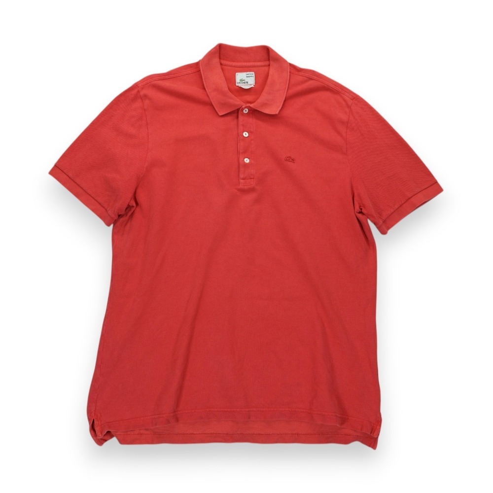 LACOSTE Vintage Washed Orange Polo Shirt Men's Size 7